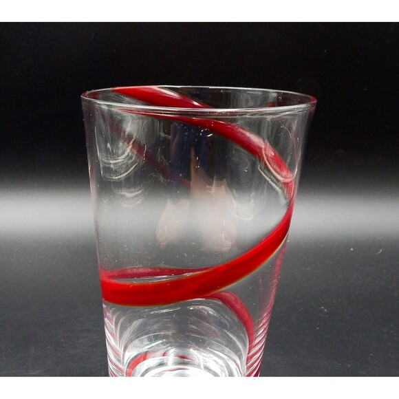 Pier One Swirline Red Ribbon Swirl Tumblers Beer High Ball Drinking Glass - Picture 5 of 10